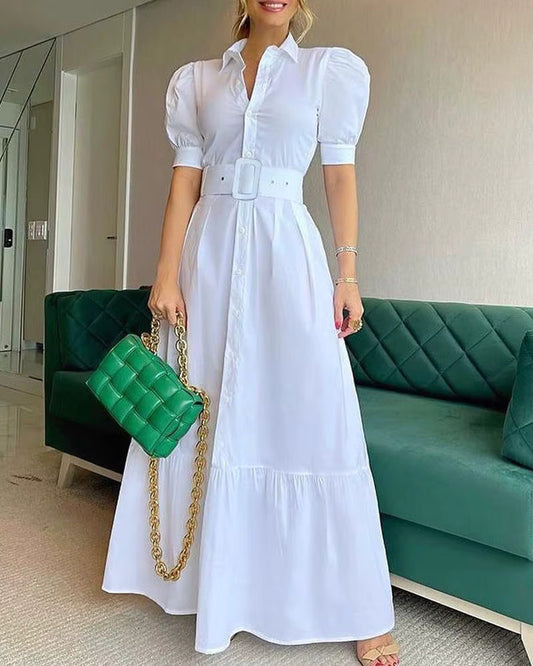 Chic White High-Waist Party Dress